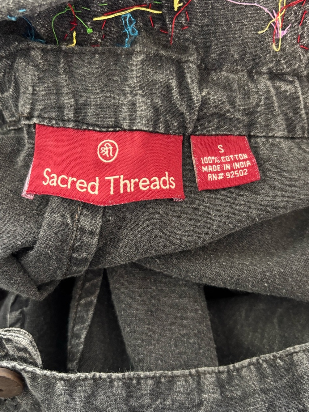 Sacred Threads Gray 100% cotton Overalls with Colorful Children Embroidery - Picture 7 of 7